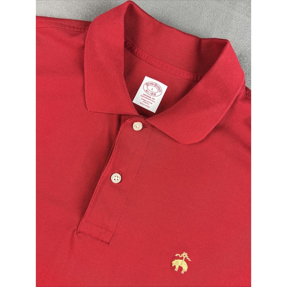 Brooks Brothers Performance Polo Golden Fleece 1818 Men's L Red Supima Cotton